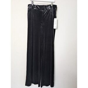 Calvin Klein Womens Black Whitney Velvet High-Rise Wide Leg Pants Size 16 Grunge